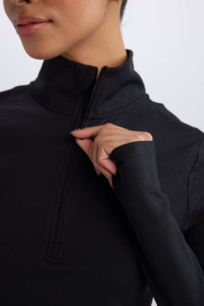 ديفاكتو تيشيرت كم طويل سليم فيت بياقة عالية من DeFactoFit - Image 5